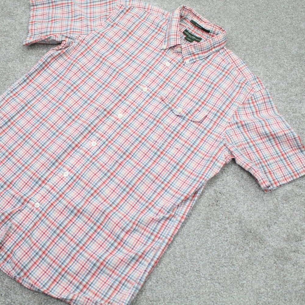 Eddie Bauer Shirt Mens Large Red/White/Gray Plaid Classic Fit 100% Cotton S/S - Picture 3 of 12